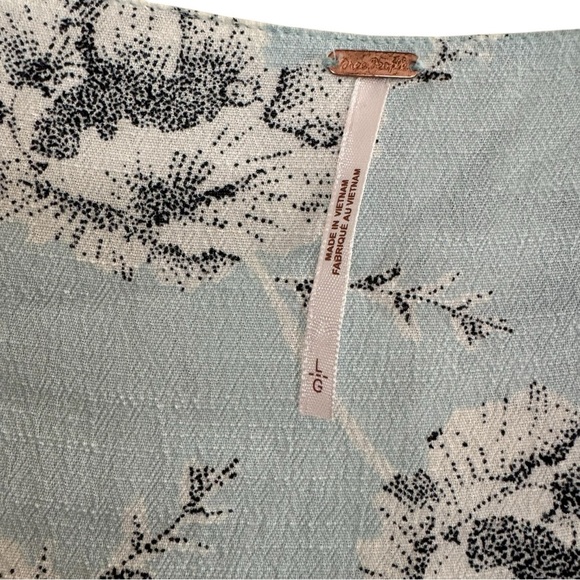 Free People French Quarter Mini Wrap Dress Mint Baby Blue Floral Ruffle L - Picture 8 of 9